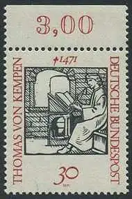 BUND 1971 Michel-Nummer 0674 postfrisch EINZELMARKE RAND oben (c)