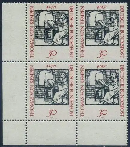 BUND 1971 Michel-Nummer 0674 postfrisch BLOCK ECKRAND unten links