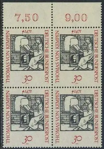 BUND 1971 Michel-Nummer 0674 postfrisch BLOCK RÄNDER oben (b)