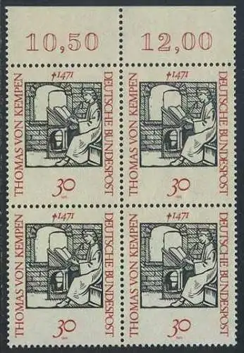 BUND 1971 Michel-Nummer 0674 postfrisch BLOCK RÄNDER oben (c)