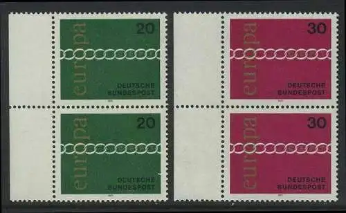 BUND 1971 Michel-Nummer 0675-0676 postfrisch SATZ(2) vert.PAARE RÄNDER links