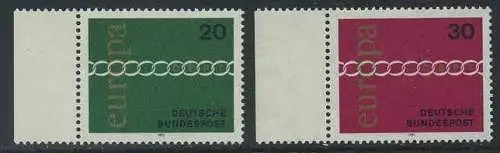 BUND 1971 Michel-Nummer 0675-0676 postfrisch SATZ(2) EINZELMARKEN RÄNDER links