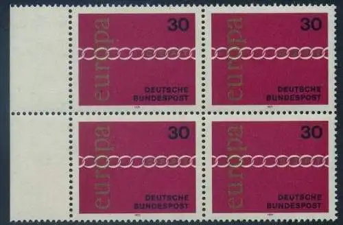 BUND 1971 Michel-Nummer 0676 postfrisch BLOCK RÄNDER links