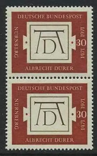 BUND 1971 Michel-Nummer 0677 postfrisch vert.PAAR