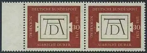 BUND 1971 Michel-Nummer 0677 postfrisch horiz.PAAR RAND links