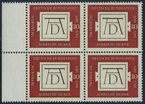 BUND 1971 Michel-Nummer 0677 postfrisch BLOCK RÄNDER links