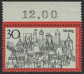 BUND 1971 Michel-Nummer 0678 postfrisch EINZELMARKE RAND oben (c)