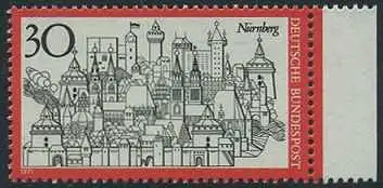 BUND 1971 Michel-Nummer 0678 postfrisch EINZELMARKE RAND rechts