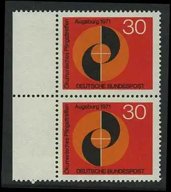 BUND 1971 Michel-Nummer 0679 postfrisch vert.PAAR RAND links