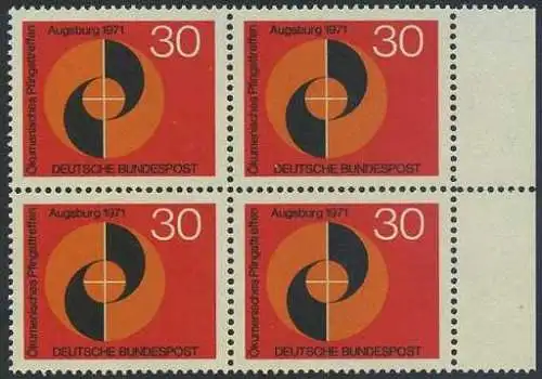 BUND 1971 Michel-Nummer 0679 postfrisch BLOCK RÄNDER rechts