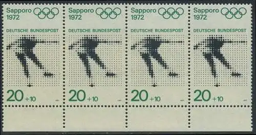 BUND 1971 Michel-Nummer 0681 postfrisch horiz.STRIP(4) RAND unten