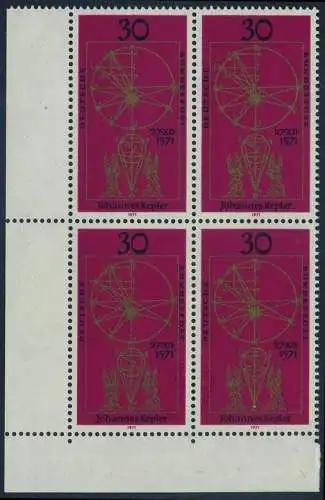 BUND 1971 Michel-Nummer 0688 postfrisch BLOCK ECKRAND unten links