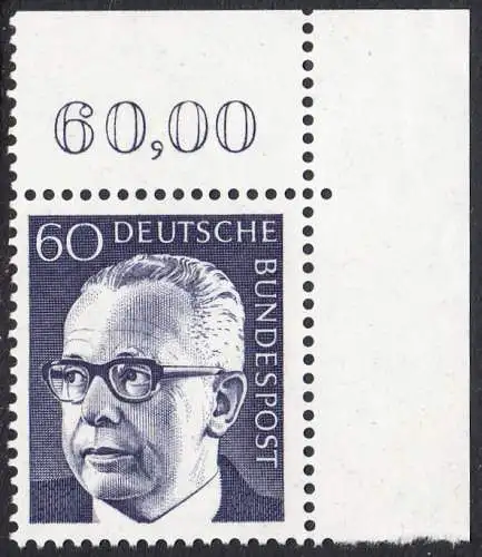 BUND 1971 Michel-Nummer 0690 postfrisch EINZELMARKE ECKRAND oben rechts