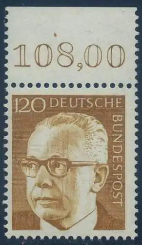 BUND 1971 Michel-Nummer 0691 postfrisch EINZELMARKE RAND oben (b)