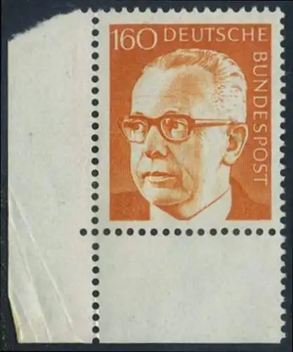 BUND 1971 Michel-Nummer 0692 postfrisch EINZELMARKE ECKRAND unten links