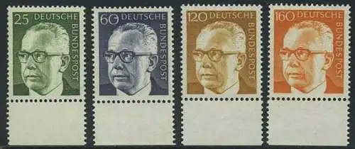 BUND 1971 Michel-Nummer 0689-0692 postfrisch SATZ(4) EINZELMARKEN RÄNDER unten