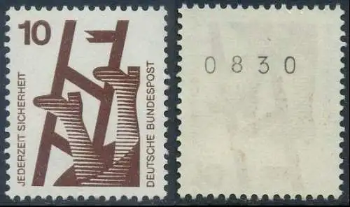 BUND 1971 Michel-Nummer 0695 postfrisch EINZELMARKE m/ rücks.Rollennummer 0830