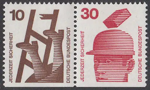 BUND 1971 Michel-Nummer 0695Z postfrisch horiz.PAAR (W52)