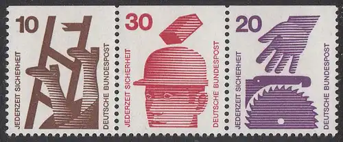 BUND 1971 Michel-Nummer 0695Z postfrisch horiz.STRIP(3) (W53)