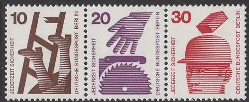 BUND 1971 Michel-Nummer 0695Z postfrisch horiz.STRIP(3) (W39)