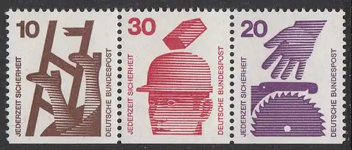 BUND 1971 Michel-Nummer 0695Z postfrisch horiz.STRIP(3) (W54)