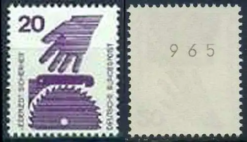 BUND 1971 Michel-Nummer 0696 postfrisch EINZELMARKE m/ rücks.Rollennummer 965