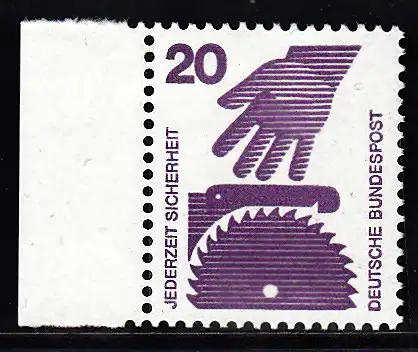 BUND 1971 Michel-Nummer 0696 postfrisch EINZELMARKE RAND links
