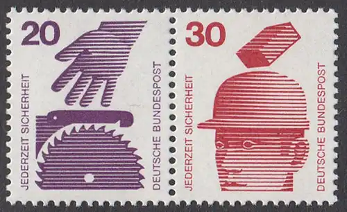 BUND 1971 Michel-Nummer 0696Z postfrisch horiz.PAAR (W40)