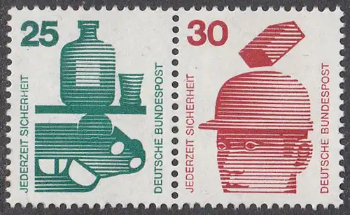 BUND 1971 Michel-Nummer 0697Z postfrisch horiz.PAAR (W45)