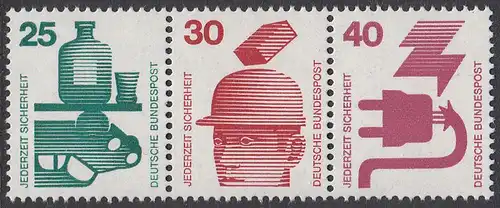 BUND 1971 Michel-Nummer 0697Z postfrisch horiz.STRIP(3) (W46)