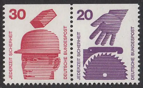 BUND 1971 Michel-Nummer 0698Z postfrisch horiz.PAAR (W55)