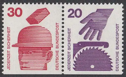 BUND 1971 Michel-Nummer 0698Z postfrisch horiz.PAAR (W56)