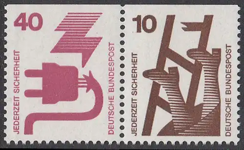 BUND 1971 Michel-Nummer 0699Z postfrisch horiz.PAAR (W47)