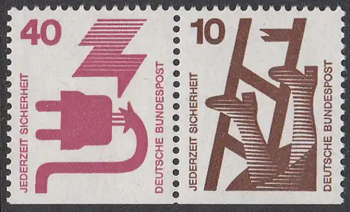 BUND 1971 Michel-Nummer 0699Z postfrisch horiz.PAAR (W48)