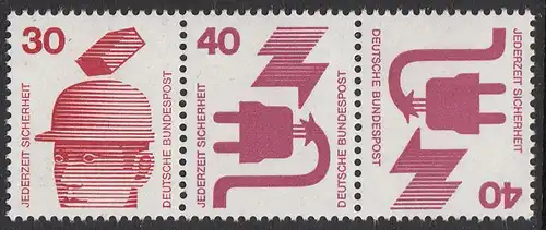 BUND 1971 Michel-Nummer 0699Z postfrisch horiz.STRIP(3) (K12+)