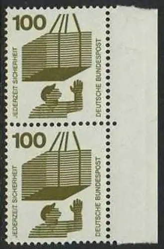 BUND 1971 Michel-Nummer 0702 postfrisch vert.PAAR RAND rechts