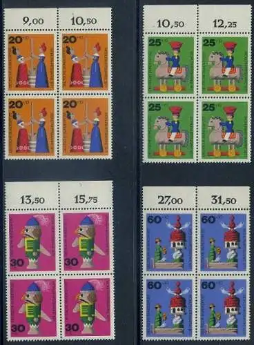 BUND 1971 Michel-Nummer 0705-0708 postfrisch SATZ(4) BLÖCKE RÄNDER oben