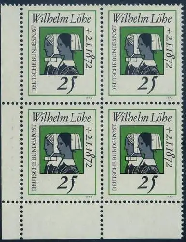 BUND 1972 Michel-Nummer 0710 postfrisch BLOCK ECKRAND unten links