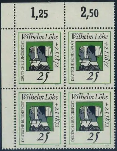 BUND 1972 Michel-Nummer 0710 postfrisch BLOCK ECKRAND oben links