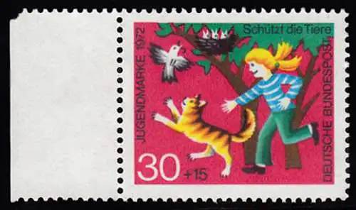 BUND 1972 Michel-Nummer 0713 postfrisch EINZELMARKE RAND links