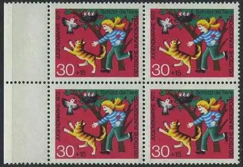 BUND 1972 Michel-Nummer 0713 postfrisch BLOCK RÄNDER links
