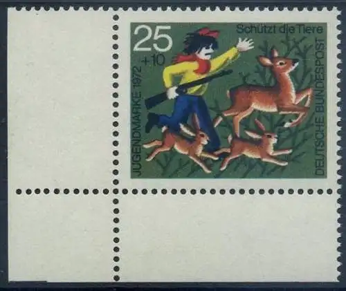 BUND 1972 Michel-Nummer 0712 postfrisch EINZELMARKE Eckrand unten links