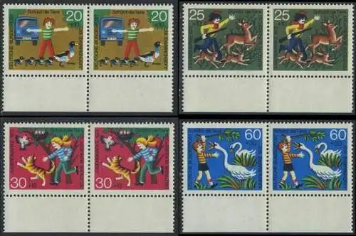 BUND 1972 Michel-Nummer 0711-0714 postfrisch SATZ(4) horiz.PAARE RÄNDER unten