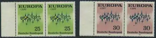 BUND 1972 Michel-Nummer 0716-0717 postfrisch SATZ(2) horiz.PAARE RÄNDER links