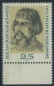 BUND 1972 Michel-Nummer 0718 postfrisch EINZELMARKE RAND unten