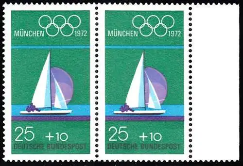 BUND 1972 Michel-Nummer 0720 postfrisch horiz.PAAR RAND rechts