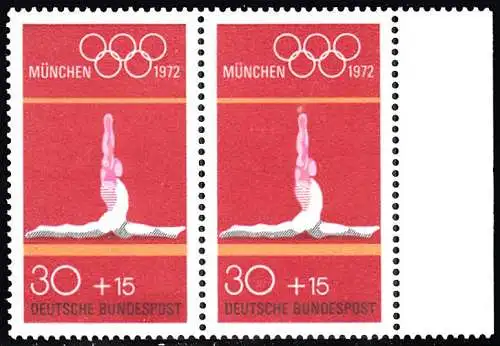 BUND 1972 Michel-Nummer 0721 postfrisch horiz.PAAR RAND rechts