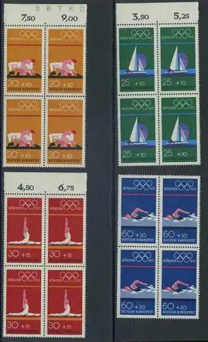BUND 1972 Michel-Nummer 0719-0722 postfrisch SATZ(4) BLÖCKE RÄNDER oben