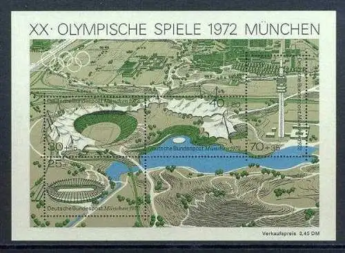 BUND 1972 Michel-Nummer 0723-0726 postfrisch BOGEN(4) -Blockausgabe 7-