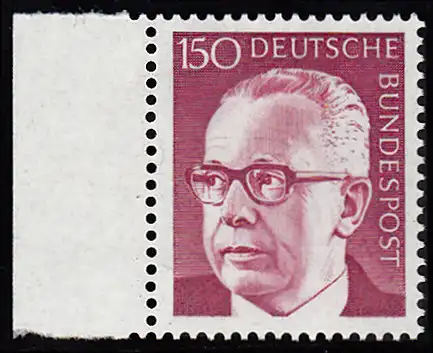 BUND 1972 Michel-Nummer 0730 postfrisch EINZELMARKE RAND links